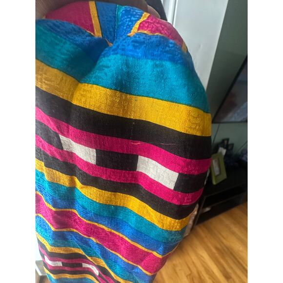 Adrianna Papell 100% Silk Colorful Striped Blazer – Button Down, Shoulder Pads - Picture 4 of 7